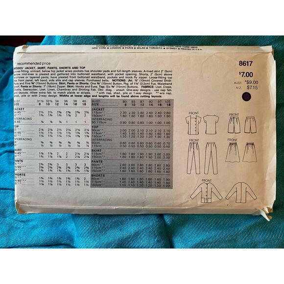 Vogue sewing pattern 8617 dress jacket skirt pants top - Picture 3 of 6